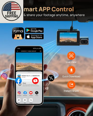 70Mai 4K T800 3 Channel Dash Cam, Dash Cam Front and Rear Inside(2160P+2160P+108