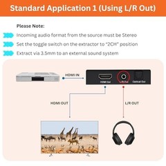 4K HDMI Audio Extractor Converter 60Hz SPDIF + 3.5MM Output, HDCP 2.2, Dolby Dig