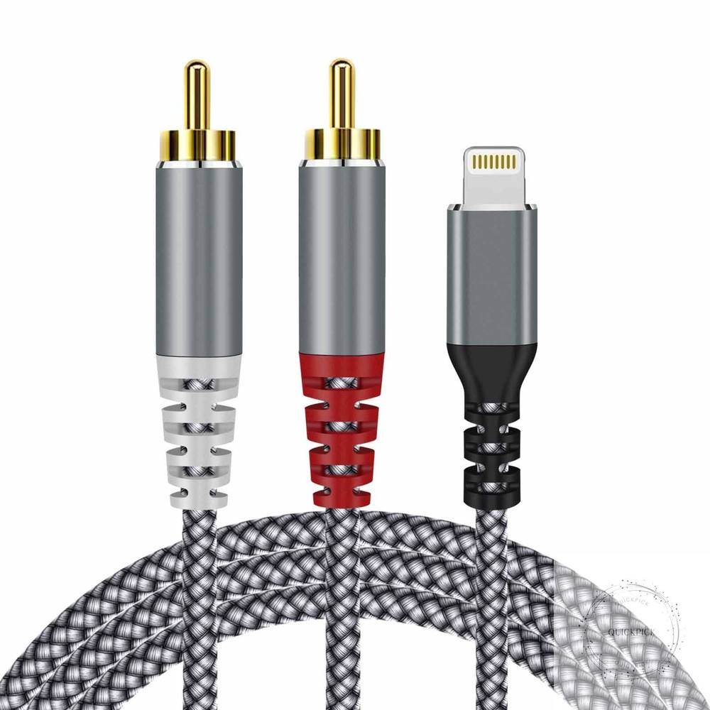 [MFi Certified] Compatible with Lightning to RCA Cable Audio Adapter, 4FT iOS to
