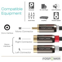 FosPower 8in 1RCA Male to 2RCA Female Stereo Audio Adapter Cable Cord Plugs