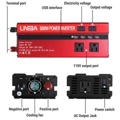 Convertidor De Corriente 5000W Para Carros Coche DC 12V a 110V AC Inversor 4 USB