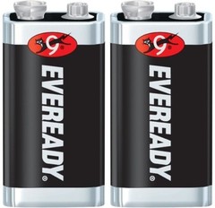 2 Eveready Super Heavy Duty 9V 9 Volt Carbon Zinc Batteries