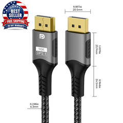 Displayport 2.1 16K DP Cable 8K@120Hz/60Hz 4K@240Hz 80Gbps HDR Video Audio Cable