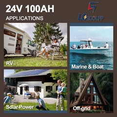 24V 100Ah LiFePO4 Lithium Battery for RV Marine Solar Trolling Motor 100A BMS