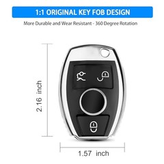 for Mercedes Benz Key Fob Cover, Key Fob Case for Type A A: Black – Silver