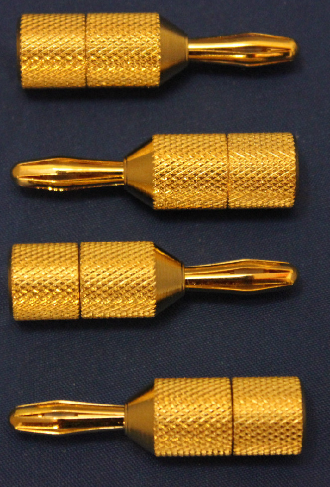 Gold Plated (3u thickness) Spade to Banana Adapters – pack of 4 – New