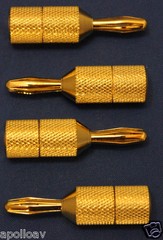 Gold Plated (3u thickness) Spade to Banana Adapters – pack of 4 – New