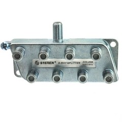 F-pin Coaxial Splitter, 8 Way, 5-900 MHz, UHF-VHF-FM, OTA/Broadcast tv/Antenna