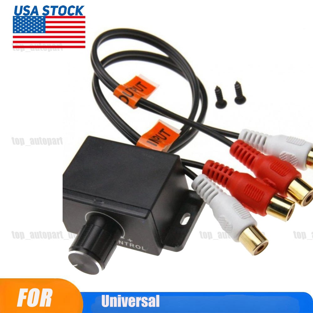 UNIVERSAL Car Input & Output Bass Amplifier Remote Level Control Knob Stereo RCA