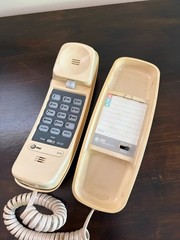 Vintage AT&T Trimline 210 Phone Beige Curly Corded Retro Landline Desk Telephone