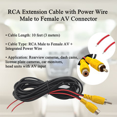 20FT Car Backup Camera Extension Cable – RCA Male to Female for Rear View System
