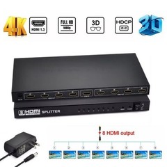 4K HDMI Splitter 1 in 8 Out, Powered 8 Port hdmi splitters Multi Monitor Outputs