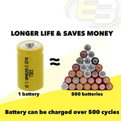 Exell 2/3A Size 1.2V 700mAh NiCD Button Top Rechargeable Battery