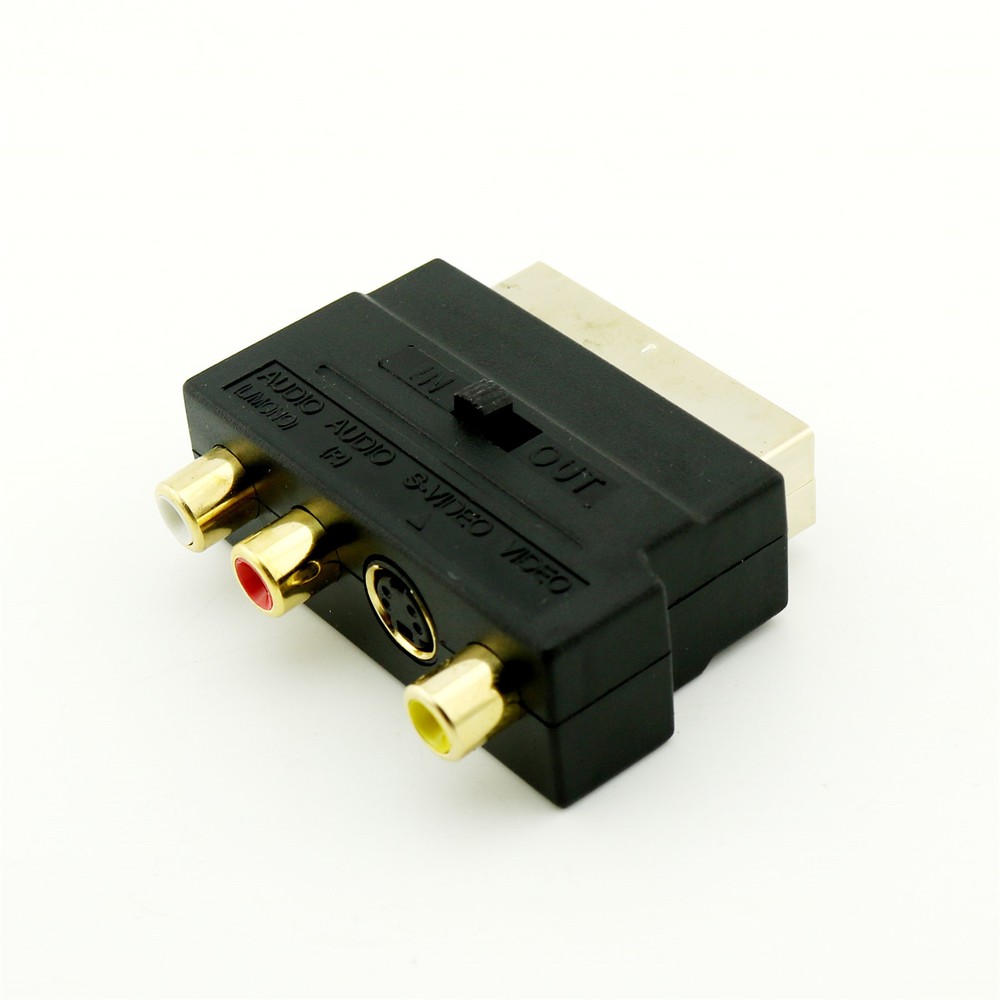 SCART to 3 RCA Phono Audio & Composite Video & 4 pin S-Video SVHS AV TV Adapter