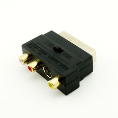 SCART to 3 RCA Phono Audio & Composite Video & 4 pin S-Video SVHS AV TV Adapter