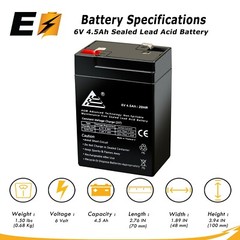 ExpertBattery 6V 4.5Ah Rechargeable Battery for BB Battery BP4.5-6, BP5-6