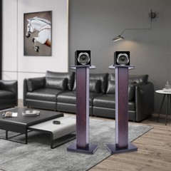 Pair Black Walnut Speaker Stands 36 in (90 cm) Sand-Fillable Bookshelf