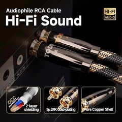 HiFi RCA Audio Cables, OCC-Core, Dual Shielded, 1.64ft for Home Stereo System