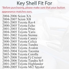 Key Fob Shell Case Replacement Fits for Toyota Tacoma Tundra RAV4 Highlander