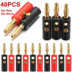 40PCS 4mm Gold Plated Banana Plugs Audio Jack Speaker Wire Cable Screw Connector