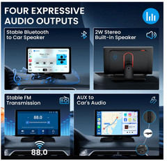 9.0″ Wireless CarPlay Screen for Car, Android Auto Screen for Car with Backup