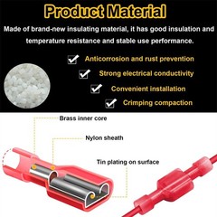 50pcs Insulated Female Quick Disconnect Spade Terminals AWG22-18 Wire Connectors