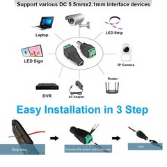 1-500x Male Female 2.1×5.5mm DC Power Plug Jack Adapter Connector for CCTV Lot