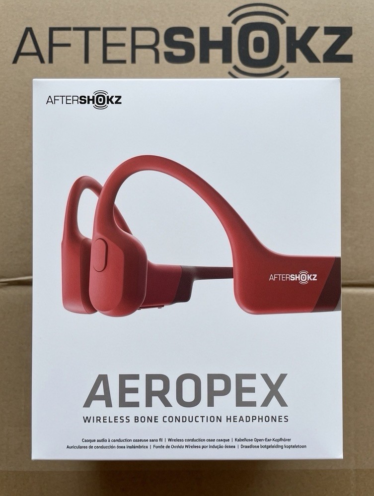 Aftershokz Aeropex Solar Red Bone Conduction Open Ear Headphones Wireless Sealed
