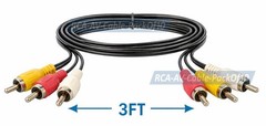 10 Pack Of RCA Composite AV Cable │3 RCA Male to 3 RCA Male │3FT Long
