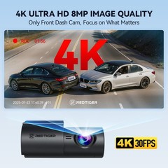 REDTIGER A1 32GB SD 4K Dash Cam with WiFi & APP Control, With 24H Parking Mode