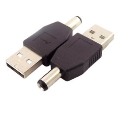 USB 2.0 A To DC Power Supply Charger 5.5mm x 2.1mm Male Female Converter Adapter