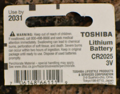 1 X Original TOSHIBA CR2025 CR 2025 3V LITHIUM BATTERY BR2025 Watch Use by 2031
