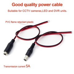 DC Power Pigtail Cable 10 Pair 18AWG Male Female Connector Set