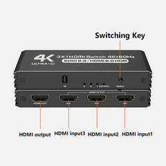 3 Port 4K 3X1 HDMI Switcher 3 In 1 Out HDMI With IR Remote Supporting HDCP2.2