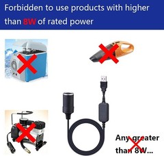 Portable 5V USB A to 12V Cigarette Lighter Socket for Travel and Dash Cameras