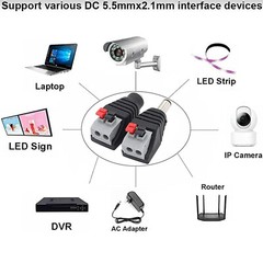 DC Power Plug Male Female Connector 5.5×2.1mm Jack Adapter For CCTV Camera Strip