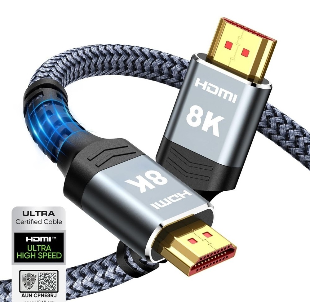 Highwings 8K 10K 4K HDMI Cable 48Gbps 6.6FT/2M, Certified 6.6 feet, Grey