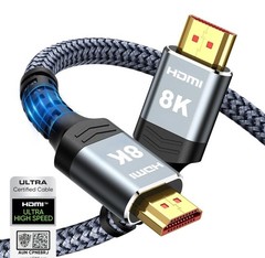 Highwings 8K 10K 4K HDMI Cable 48Gbps 6.6FT/2M, Certified 6.6 feet, Grey