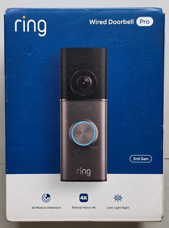 Ring Wired Doorbell Pro (newest model), Home or business security, Retinal 4K