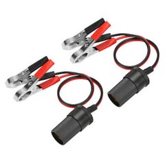 2X Car Battery Alligator Clamp Cable Clip Lot Cigarette Lighter Adapter Socket