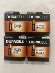 QTY (4) 24 Pack Duracell Power Boost AA Batteries MARCH/2037