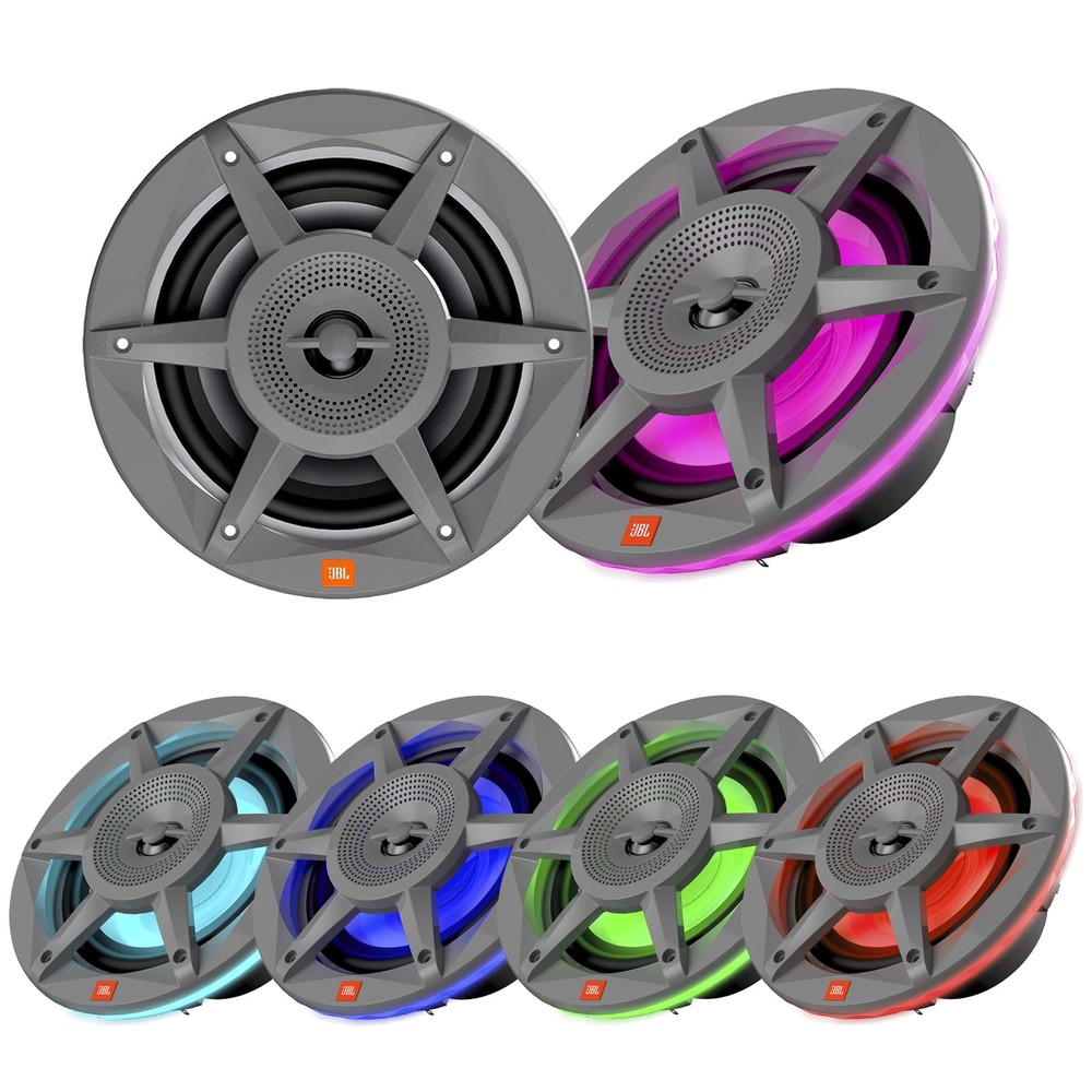 JBL 6.5″ 300 Watt Max Power 2-Way Marine RGB illumination Gray Speakers (Pair)