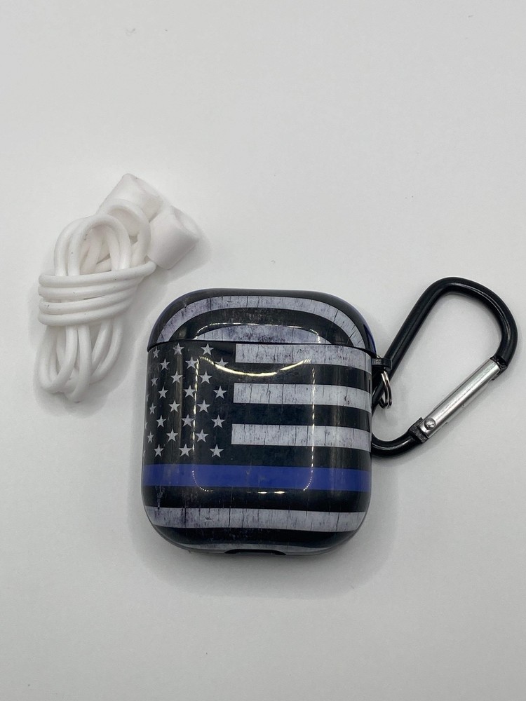 Rustic Black/White Flag with Blue Stripe – AirPod Case Cover – added bonus – 1st