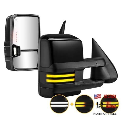Switchback Towing Mirrors Light Compatible with 2003-2007 Chevy Painted Black
