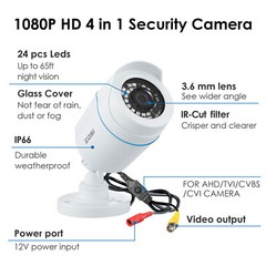ZOSI 2MP Security Camera 4in1 Bullet Surveillance CCTV Outdoor Night Vision Cam