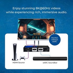 HDMI Audio Extractor 8K eARC Dolby Atmos 18G BK-929 OREI Convert Sound 120hz