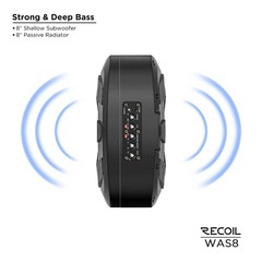 RECOIL WAS8 400W 8″ Waterproof Active Subwoofer with Passive Radiator