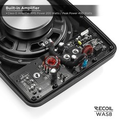 RECOIL WAS8 400W 8″ Waterproof Active Subwoofer with Passive Radiator