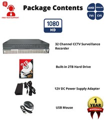 32 Channel H265 DVR with 2TB Hard Drive Security Camera Recorder