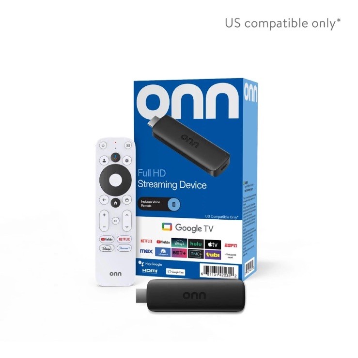 Onn Full HD Streaming Device 1080p Google TV Voice Remote HDMI Wi-Fi Black